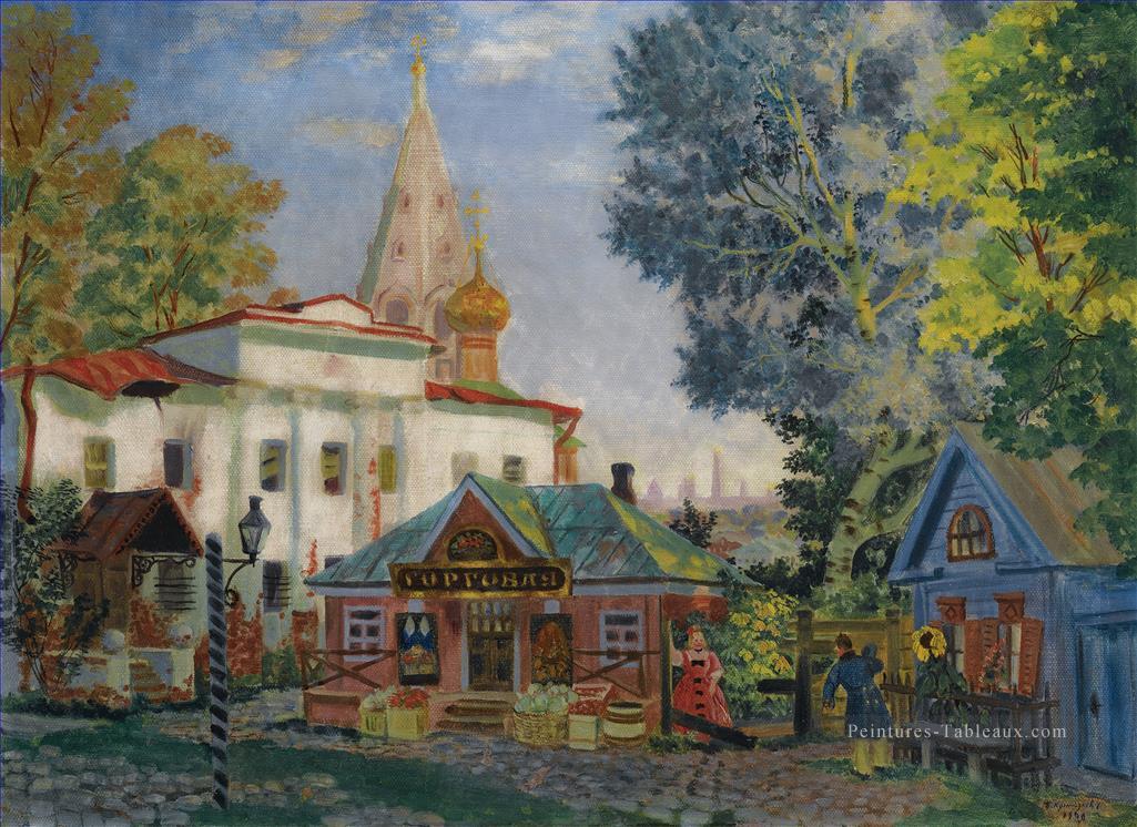 DANS LES PROVINCES Boris Mikhailovich Kustodiev scènes de ville de paysage urbain Peintures à l'huile
